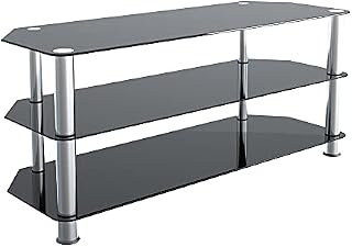 King Universal Black Glass TV Stand 114cm suitable up to 55" inch for HD Plasma LCD LED OLED Curved TVs