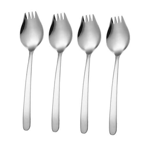 GRIRIW Premium Quality Salad Fork Spoon Set 4 Pcs Dinner Spoons Perfect for Soup Pasta and More