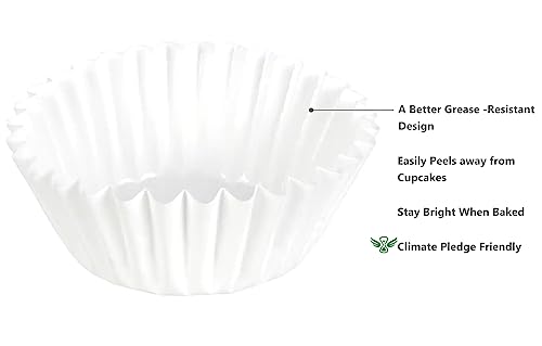 Caperci Heavy Duty Standard White Cupcake Liners 150 Counts - Grease-Resistant Paper Muffin Baking Cups, Odorless, No Muffin Pan Needed, Easily Peels (White)