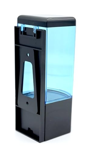 Image of BATH GURU ABS Plastic Wall Mounted Liquid Soap Dispenser for Wash Basin, for Bathroom Kitchen 460ml, Black and Clear Blue