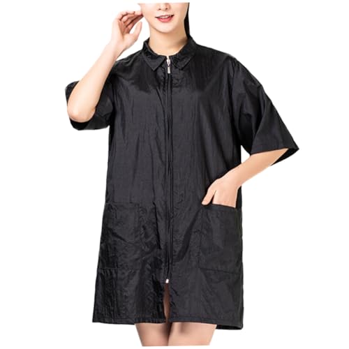 Ropa para peluquería Cabilock de fibra negra con diseño simple y bolsillos