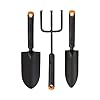 Fiskars 3-Piece Garden Tool Set – Trowel, Transplanter, Cultivator, Rust-Resistant Steel Heads, Ergonomic Handles for Planting, Digging, and Aerating Soil