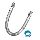 Stainless Steel Braid 1/2" Compressor Jumper Hose, 1/2" NPT Male，20" Length，750°F，450 PSI，Both Sides Fittings Rotate Freely (ca)