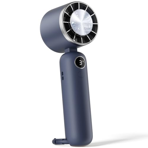 【2025新登場 瞬間冷却】SHISHAMO ハンディファン 冷却プレート付き 携帯扇風機 5000mAh大容量電池 長時間連続使用 3段階風量調節 強風 静音 LEDディスプレイ 手持ち/首掛け/卓上扇風機 ミニファン ハンディ扇風機 熱中症 暑さ対策 カラビナ付き 通勤 通学 アウトドア キャンプ適用 夏のギフト ネイビー