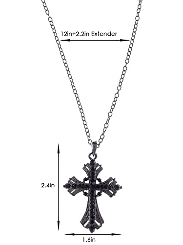 Image of Alilang Silvery Tone Religious Cross Pendant Necklace w /Aquamarine Blue Or Clear Crystal Rhinestones