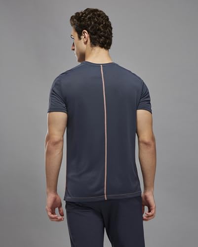 Image of TECHNOSPORT Men's Slim Fit Color Block T-Shirt, Technocool Quick Dry Anti-Microbial Short Sleeve Sports Tee for Gym, Running, Training & Everyday Wear