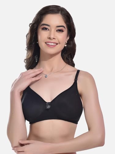 Image of FIMS - Fashion is my style Women Cotton Blend Non-Padded Bra Non-Wired Mould Seamless Cup Solid Bras Cup-B Pack of 1, Multicolor