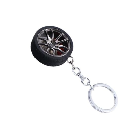 Pokinge Black Creative Simulation Rubber Racing Wheel Keychain, Backpack Decoration