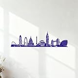 Jeu de rue urbain sur la ligne d'horizon de Londres en Angleterre Stickers muraux en PVC 34.5x124.5cm Culture du tatouage Bleu foncé