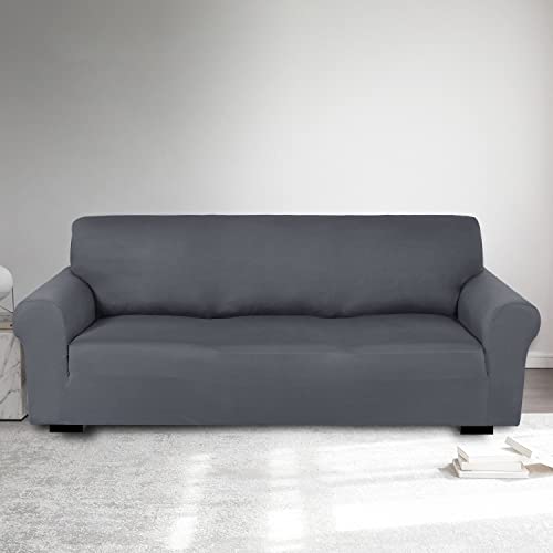 Housse de canapé extensible contre les taches | Protection gris foncé