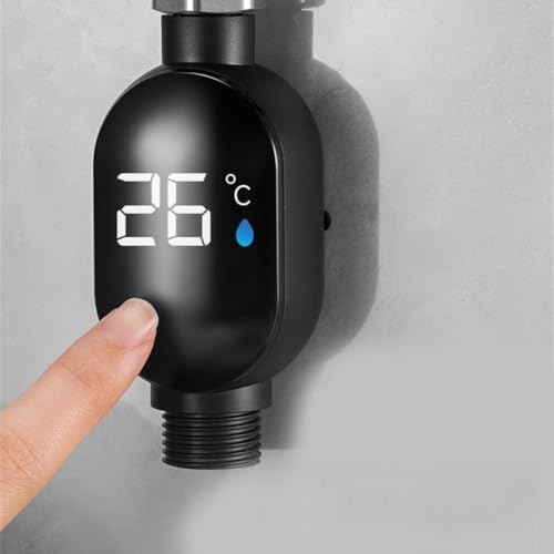 Digital Temperature Display Shower Head High Pressure Handheld Spray with Real-Time LED Monitor Hydro Powered No Battery Needed Universal Fit Waterproof Bathroom Fixture for Baby Elderly Safety (2)