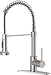 Kitchen Faucets Lead-Free Commercial Solid Brass Single Handle Single Lever Pull Down Sprayer Spring Kitchen Sink Faucet, Brushed Nickel OWOFAN