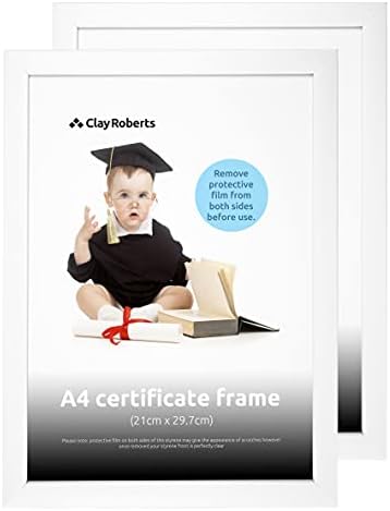Clay Roberts A4 Frame, Photo Frame, Black A4, Pack of 2, Picture Frame, Certificate Frame, Art Print Poster Frame, Freestanding and Wall Mountable, 21cm x 29.7cm Picture Frame Set