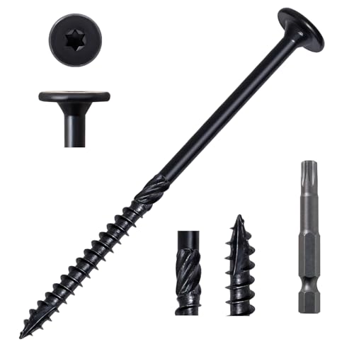 LIONMAX Structural Wood Screws #14 x 4-1/2 Inch, Lag Screws, 15-PCS, Black