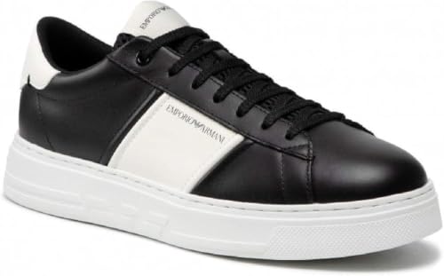 Chaussure Armani Homme White Black, basket basse bicolore tendance mode
