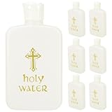 TINEASUR Weihwasserflaschen Kunststoff 6 Stück Kirchenflaschen mit Goldenem Kreuz Auslaufsichere Reise und Taufbehälter Langlebig und Leicht
