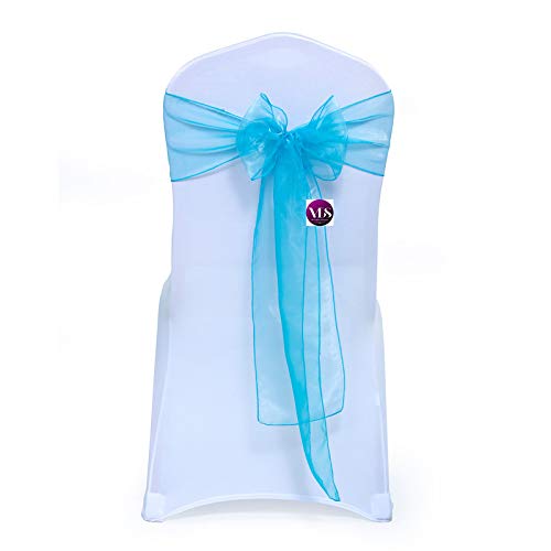 Vds Pack Of 125 | Light Teal | Organza Chair Sashes Crystal Sheer Tulle Dining Chair Bows Tie Ribbon For Wedding Birthday Graduation Engagement Ceremony Event Party Banquet Venue Hotel Decoration #TOP4