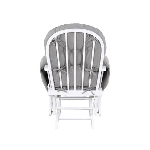 Image of Suite Bebe Mason Nursery Rocking Chair with Ottoman, Wooden Glider for Baby Nursing, Smooth Gliding Rocker, White and Oyster