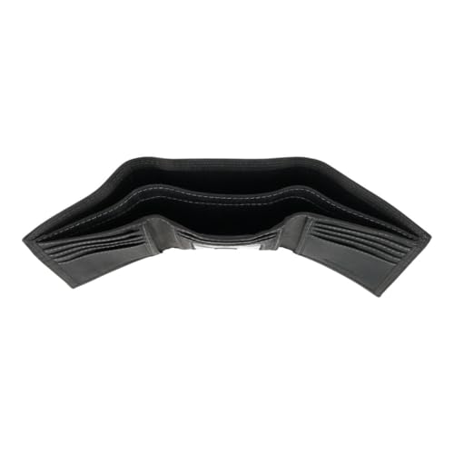 CTM Men's Leather Contrast Stitch Trifold Wallet, Black3