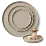 LIVLIG Deko Tablett 3er Set, Serviertablett rund (25 cm, 30 cm, 40 cm), Dekotablett für Adventskranz, Kerzentablett & ganzjährige Deko, Stilvolles Tablett rund Beige - Made in Europa