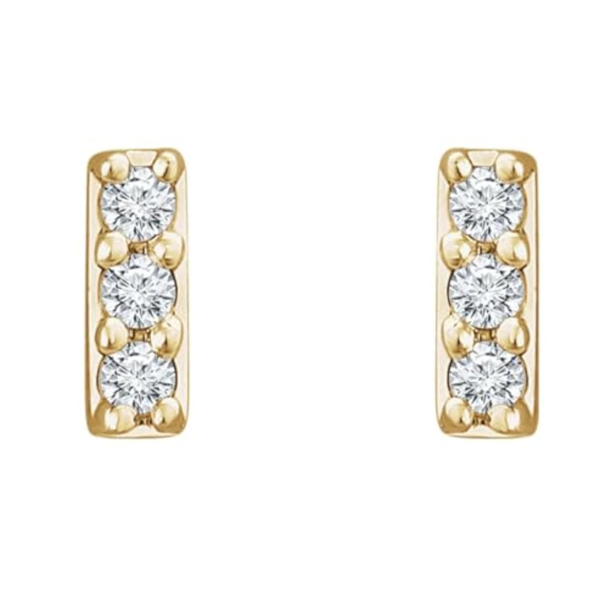 Women's Sparkle Line Studs Earrings, 18K Gold Vermeil Plated