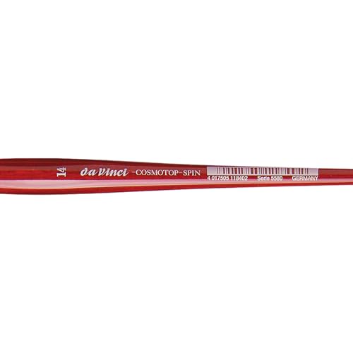 Image of da Vinci Watercolor Series 5580 CosmoTop Spin Paint Brush, Round Synthetic with Red Handle, Size 14 (5580-14)