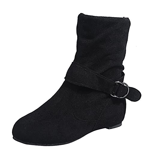 Botines con cremallera y tacón grueso, cómodos y transpirables para mujer