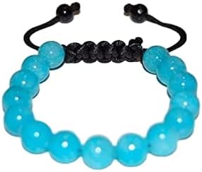 amazonite round smooth 8mm blue color beads adjustable thread cord bracelet for men, women, meditation, healing, yoga, prosperity.