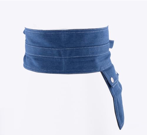 Women's Denim Waist Belt Self Tied Wide Corset Cinch Belts for Dress with Pocket4