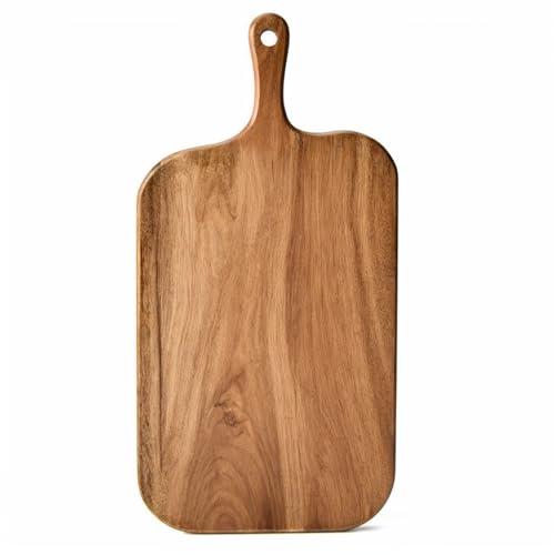 YUANQIAN Tagliere da cucina in legno di acacia, per carne, formaggio, pane, verdura e frutta, tagliere per salumi e formaggio con manico (38 x 19 x 1,5 cm)
