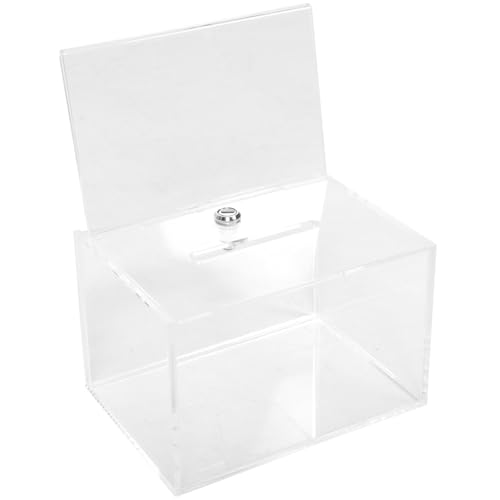 SAFIGLE Caja Acrílica para Montaje Pared con Cerradura Transparente Resistente Salpicaduras Gran Capacidad para Votaciones Donaciones y Buzón de Fácil Instalación Segura y Duradera para