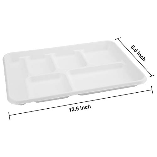 image for Bekith 60 Pack 6-Compartment Disposable Paper Plate, 100% Compostable 