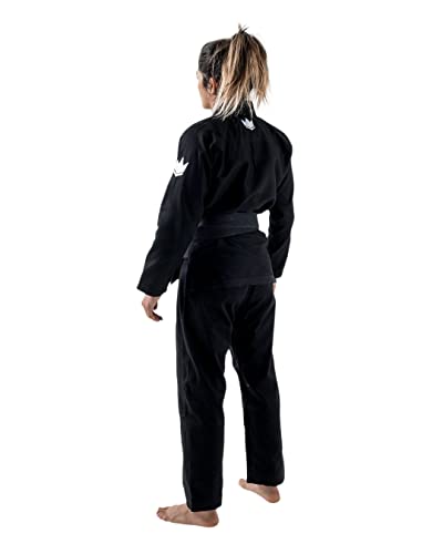 Kingz Kore Gi Brazilian Jiu Jitsu - Women's Lightweight Durable Bjj Kimono - Ibjjf Legal - 375Gsm Pearl Weave Pro Training - (Black) F4 #TOP4