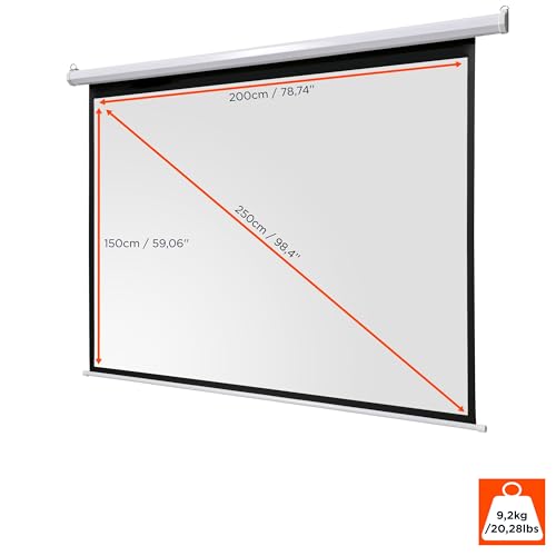celexon Basic Motor-Leinwand 100 | 200x150 cm 4:3 | elektrische Full-HD 4K Beamer-Leinwand f&uuml;r Heimkino oder B&uuml;ro-Pr&auml;sentationen | geeigent zur Deckenmontage oder Wandmontage | inkl. Fernbedienung