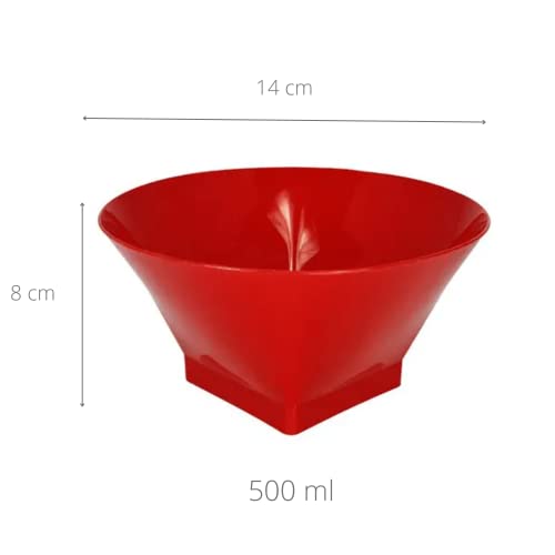 Kit 12 Tigela Cumbuca Bowl 500ml Quadrada Polipropileno Servir Cozinha (Vermelho)