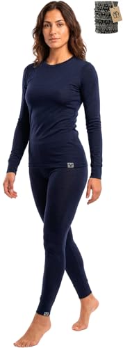 Image of MERINNOVATION Merino Wool Base Layer Set for Women 100% Merino Wool Thermal Underwear Sets Lite - Midweight Top Tank Bottom
