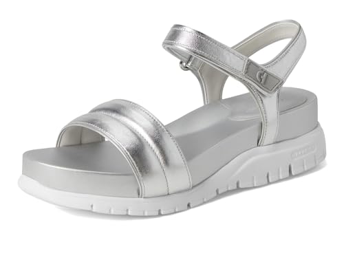 Cole Haan Women's Zerogrand Ankle Strap Sandals, Silver Metallic/White, 7.5-B US by Cole Haan - Used condition - Image 7