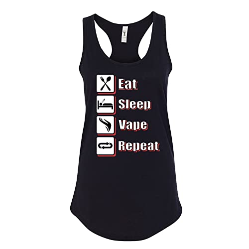 wild custom apparel Eat Sleep Vape Repeat Womens Tank Top, Black, Medium