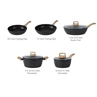 Anymark 16PCS Pots and Pans Set Non Stick Cookware (black, 16pieces) — image 2