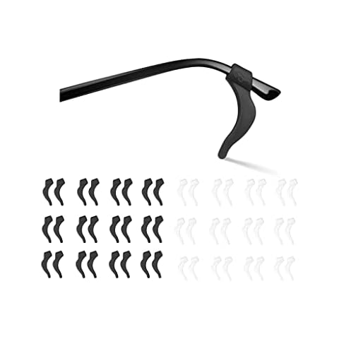 LDCREEE 24 Pairs Eyeglass Ear Grip, Anti-slip Eyeglass Holder, Premium Silicone Ear Hook, Eyeglass Temple Tips Sleeve Retainer for Glasses, Sunglasses （Black, Clear-24 Pairs） Cover