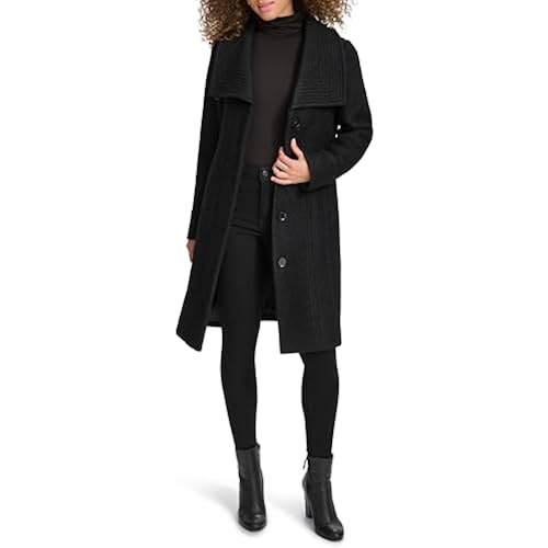 Kenneth Cole Women's Boucle Wool Coat With Wing Collar