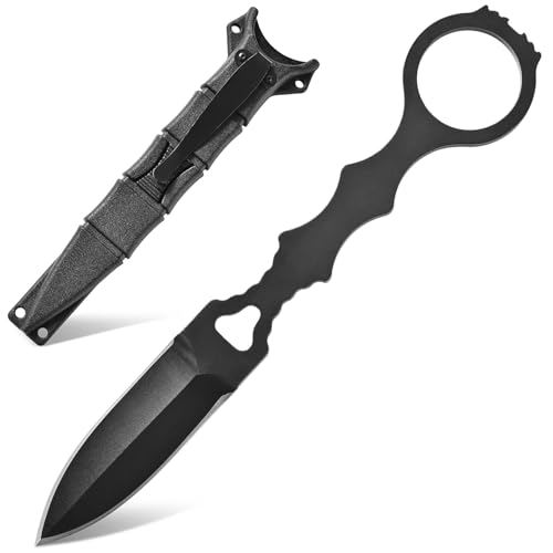 Gtkii GTK397 Cool Fixed Knife D2 Steel Blade Stainless Steel Handle EDC Tool Knifes for Outdoor Camping Adventure Survival(B)