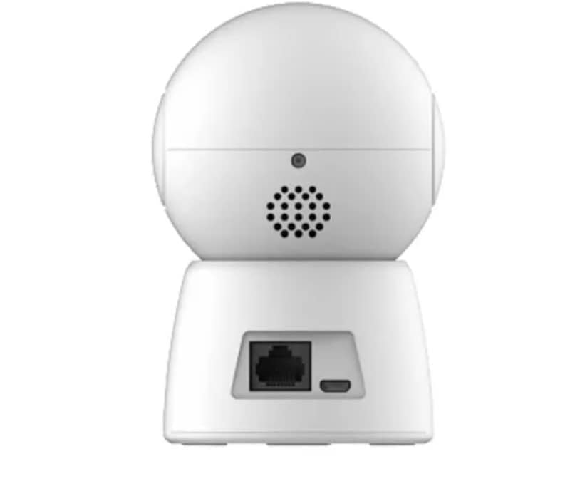 തിരികെ view of the Uniarch UHO-S2E Smart Pan and Tilt Camera showing Ethernet and Micro USB ports