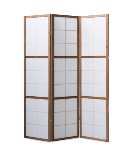 Paravent shoji Pegane bois brun 3 pans – photo 3