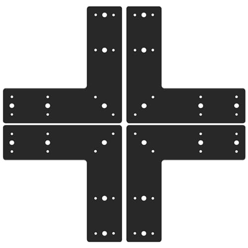 Andorm 4pcs 10x10 L Bracket Heavy Duty Black L Mending Plate for 4x4, 6x6 Pergola, L Truss, L Post Bracket for Wood