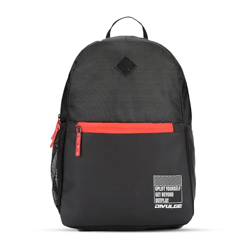 Image of DIVULGE Coral 24 Liters Large Black Casual Backpack with Laptop sleeve, Front Pocket and Water Bottle Pouch (Black)