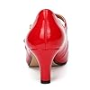 MAIERNISI JESSI Unisex Men's Women's Mary Jane Pumps Round Toe Kitten Heel Hollow Out Shoes, A Patent Red, 11.5 Women/10 Men #5