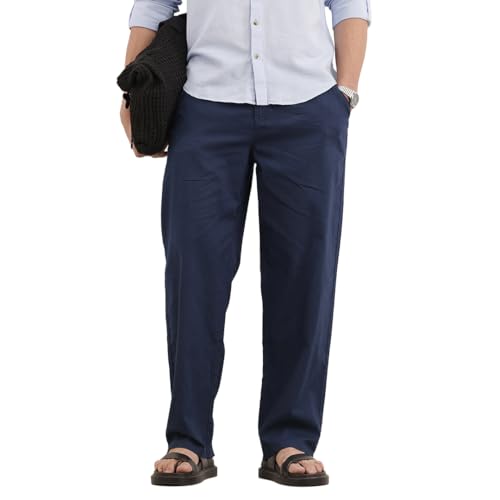 Men's Linen Blend Trousers | Solid Design | Loose Fit