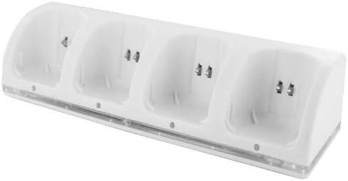USB Powered Charging Station Dock Stand and 4 Batteries for Nintendo Wii, White, 12
