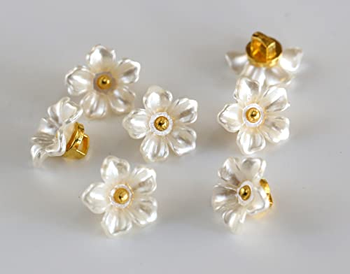 Ganssia Flower Buttons For Sewing Plastic Craft Button 13Mm(0.52 Inch) Pearl White Yellow 3 Colors Mix Pack Of 30Pcs #TOP3